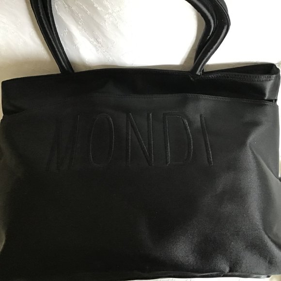 Mondi Black Nylon Tote Bag Purse with matching Wallet / Makeup bag - Picture 8 of 9